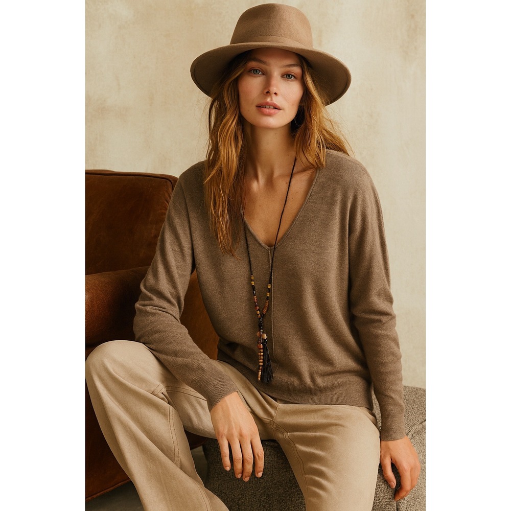 Gap Wool Blend Lightweight V-neck Sweater Top Small/M Classic Luxury Minimalist